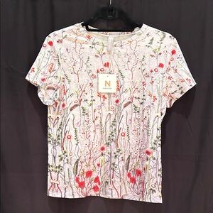 C - Floral Short Sleeve Tee - White and Red